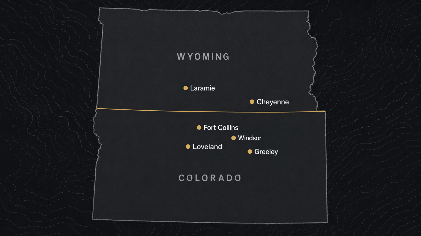 Iron Ridge Excavation service area map of Northern Colorado and southern Wyoming
